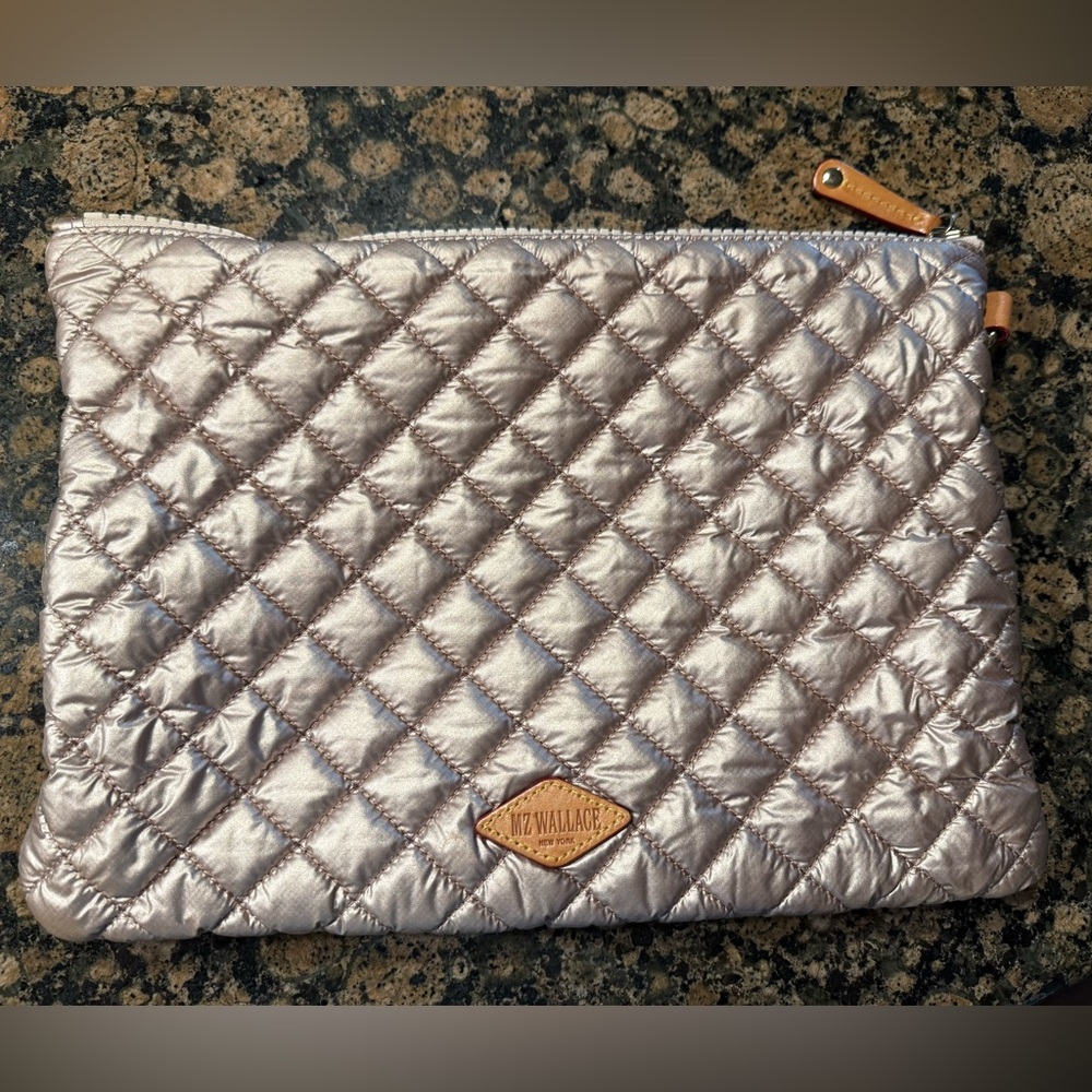 MZ WALLACE ROSE GOLD FLAT METRO COSMETIC BAG